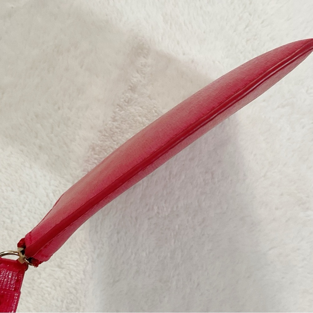 Furla Red Saffiano Leather Wristlet Clutch Wallet Zip Pouch - Picture 7 of 14
